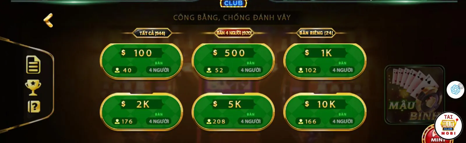 Kinh nghiệm thắng lớn game Mậu binh tải hitclub