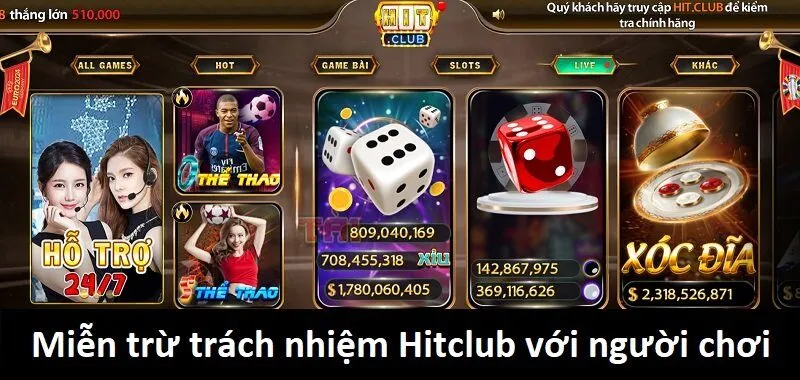 Miễn trừ trách nhiệm Hitclub có quy định thế nào?